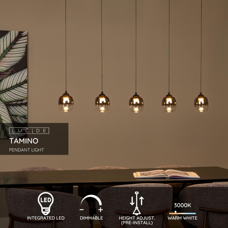 Lucide TAMINO - Pendant light - LED Dim. - 5x5,6W 3000K - Black